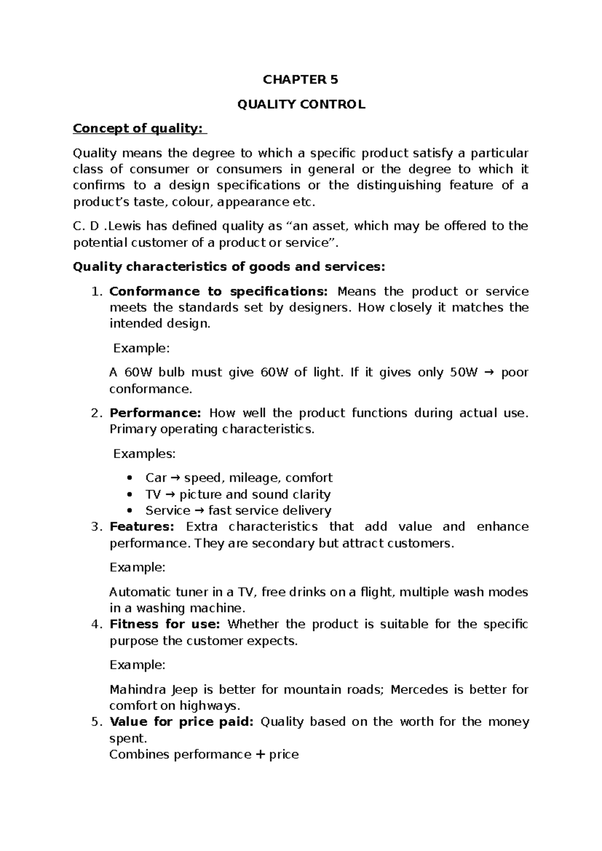 OM 5: Quality Control in Operations Management - Chapter 5 Notes - Studocu