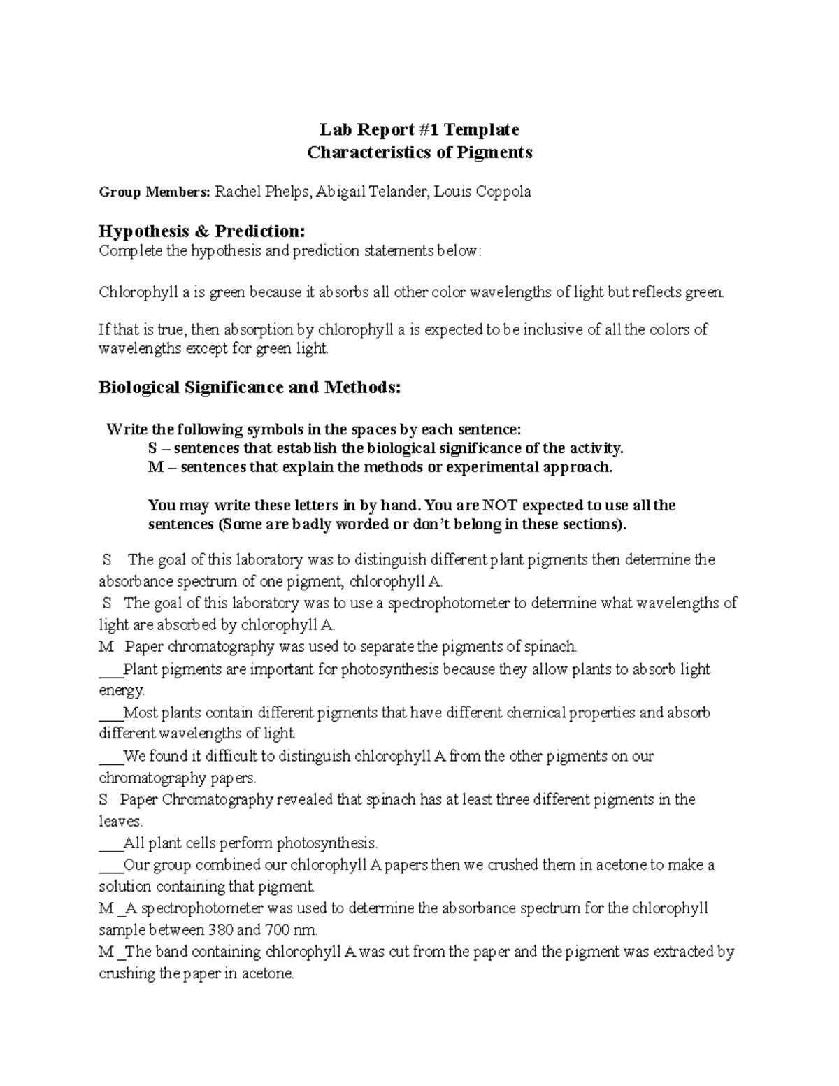 BIO 161 Lab Report #1: Pigments & Absorption Spectrum Analysis - Studocu