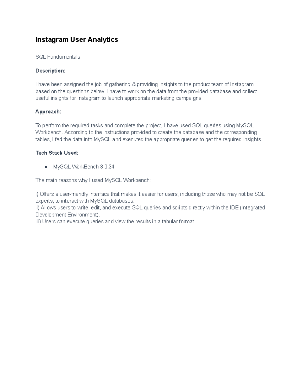 Project 2 - SQL Insights for Instagram User Analytics Analysis - Studocu