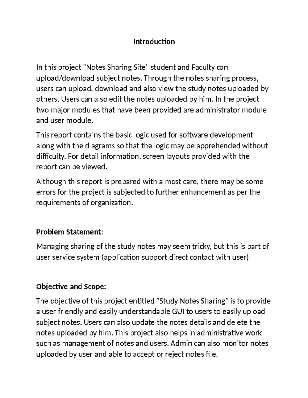 Python Project Report: Study Notes Sharing System Overview - Studocu