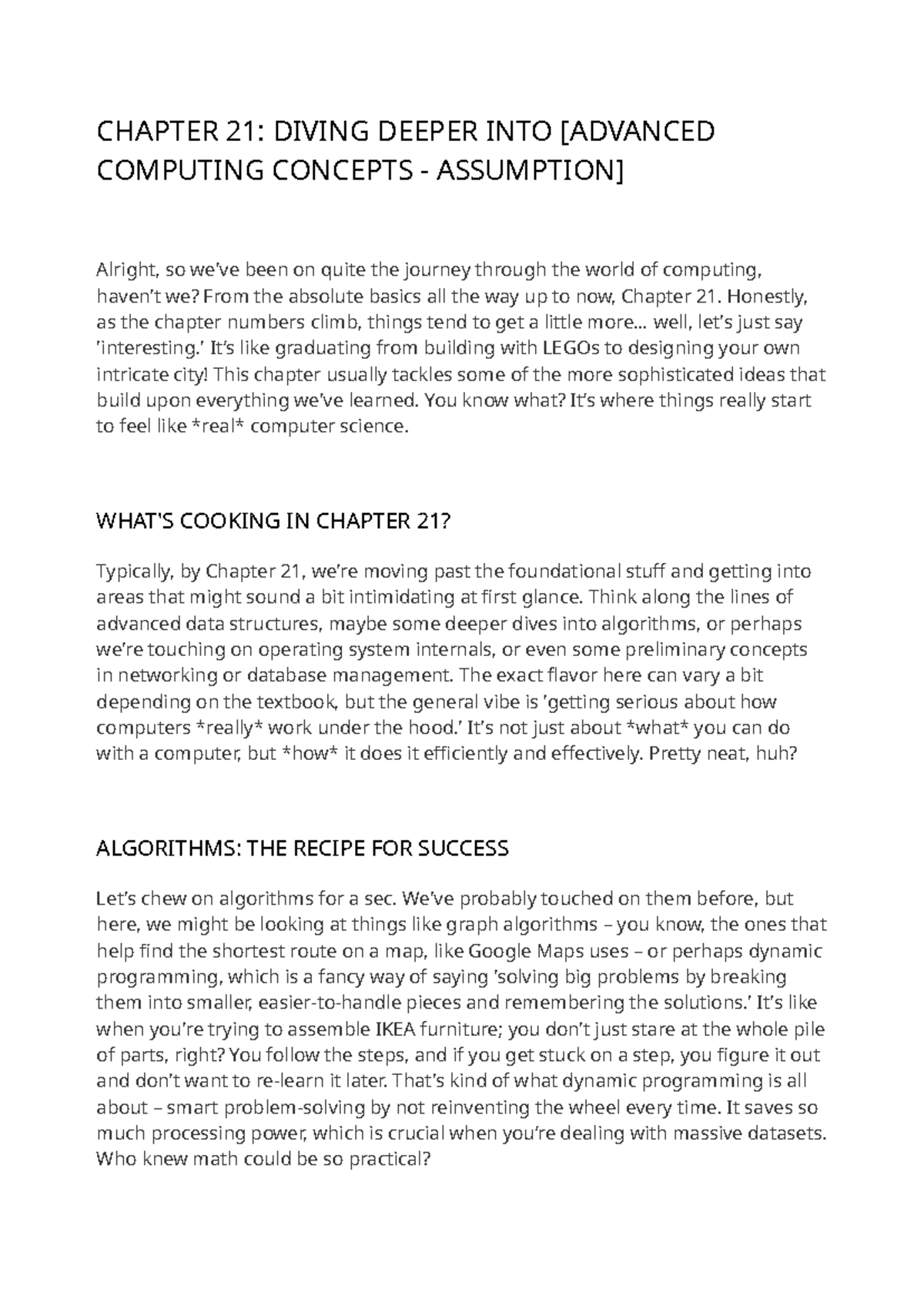 CH. 21: Advanced Concepts in Computing - A Quick Review - Studocu