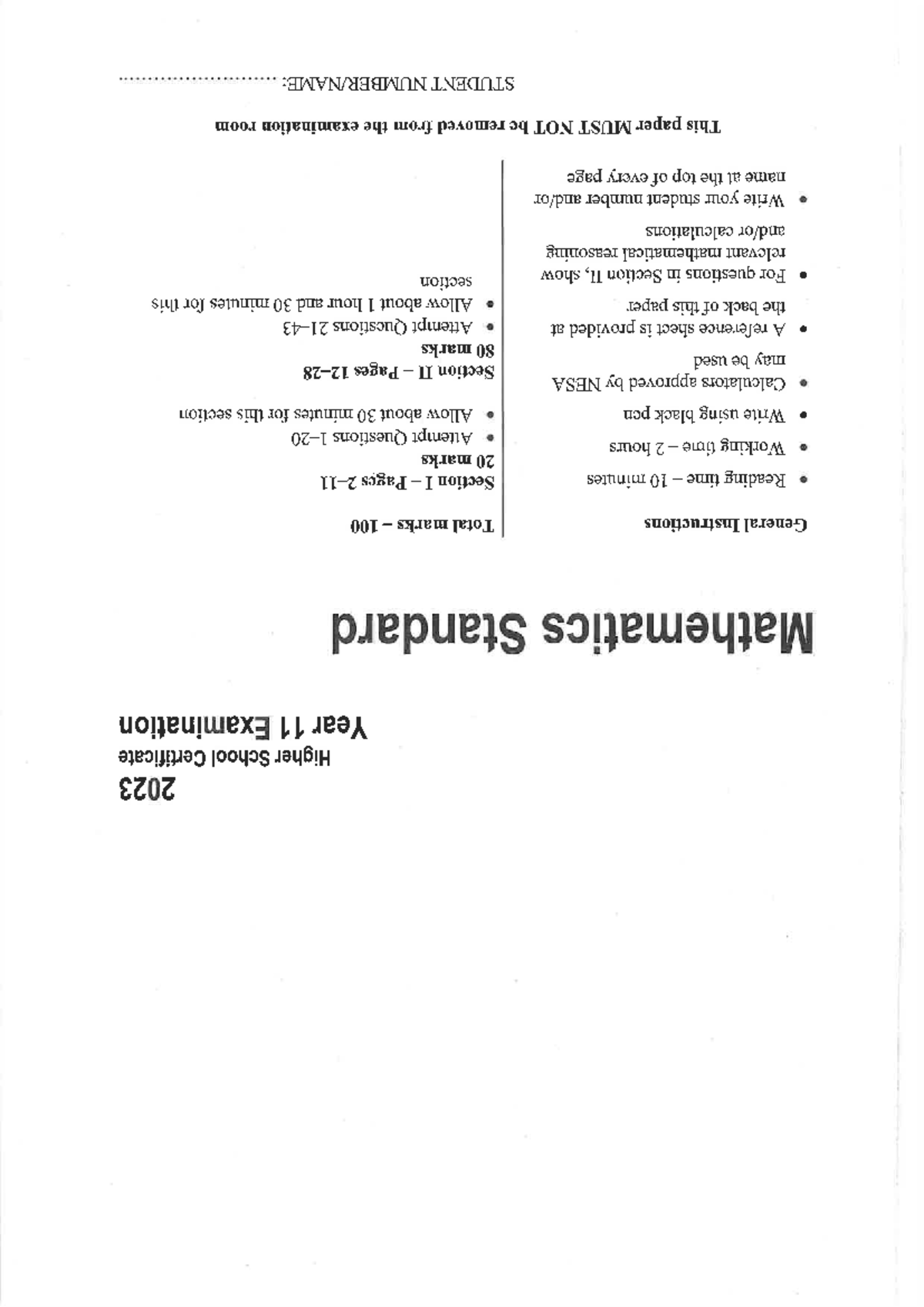 2023 HSC Year 11 Mathematics Standard Prelim Question Paper - Studocu