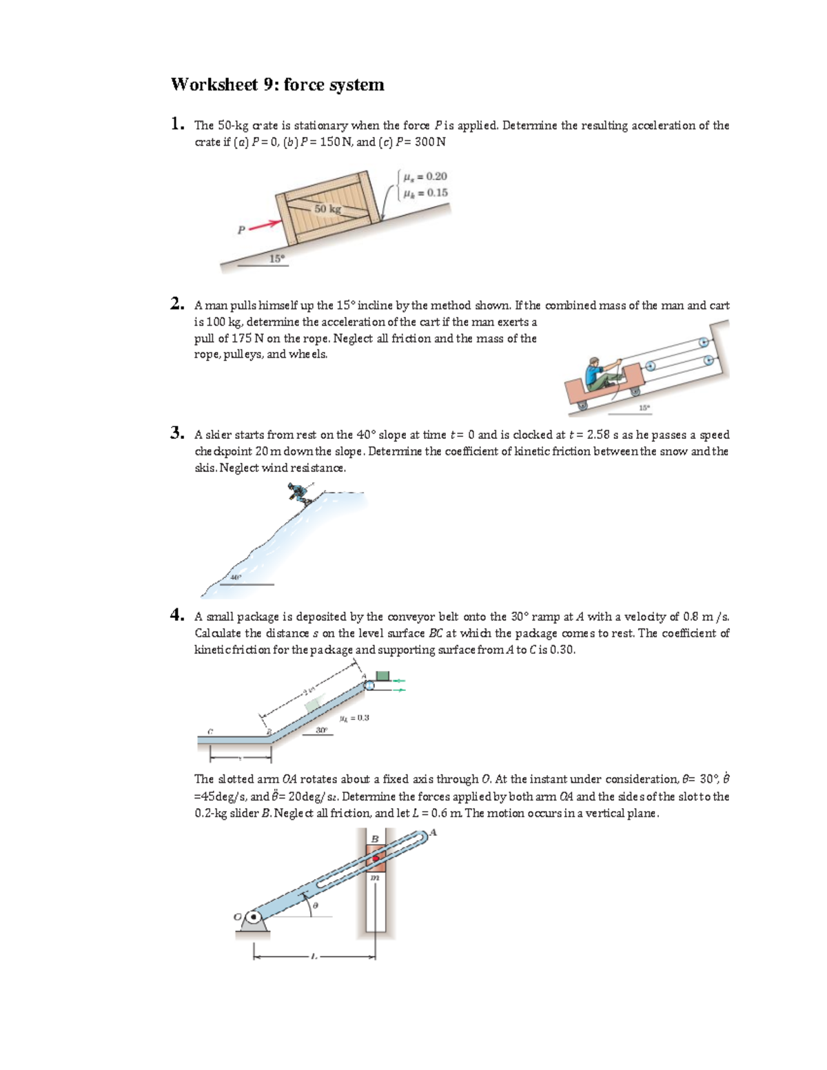Worksheet 9: Force System Analysis & Problem Solving Techniques - Studocu