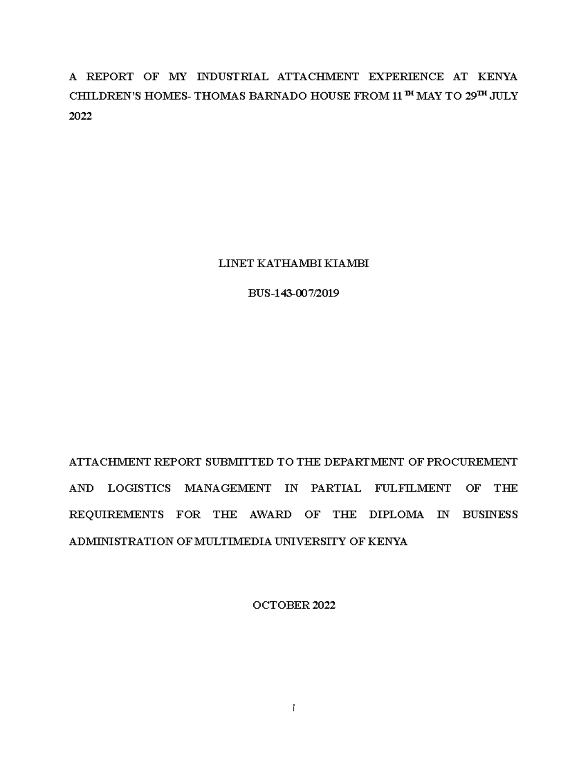 Linet Attachment Report - A REPORT OF MY INDUSTRIAL ATTACHMENT ...