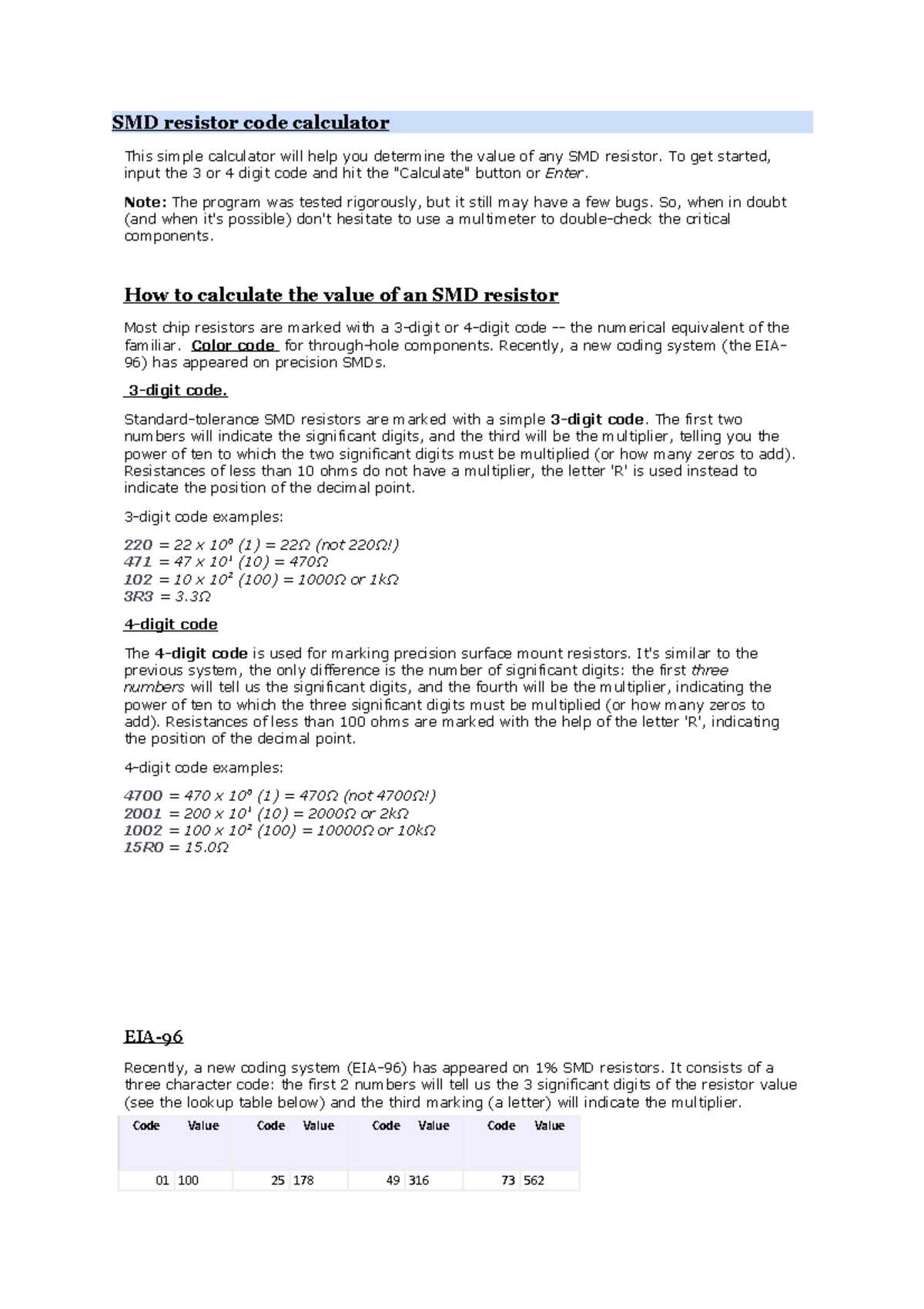 SMD Resistor Code Calculator: How to Determine Values Efficiently - Studocu