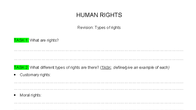 HUMAN RIGHTS Revision: Types of Rights Overview and Key Concepts - Studocu