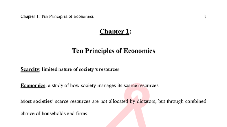 Chapter 1: Ten Principles of Economics - Key Concepts and Insights ...