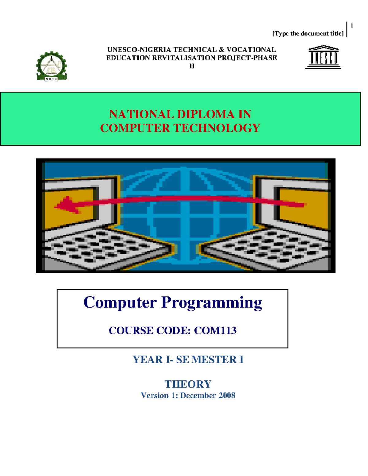 COM113 Theory: Computer Programming Concepts and Algorithms - Studocu