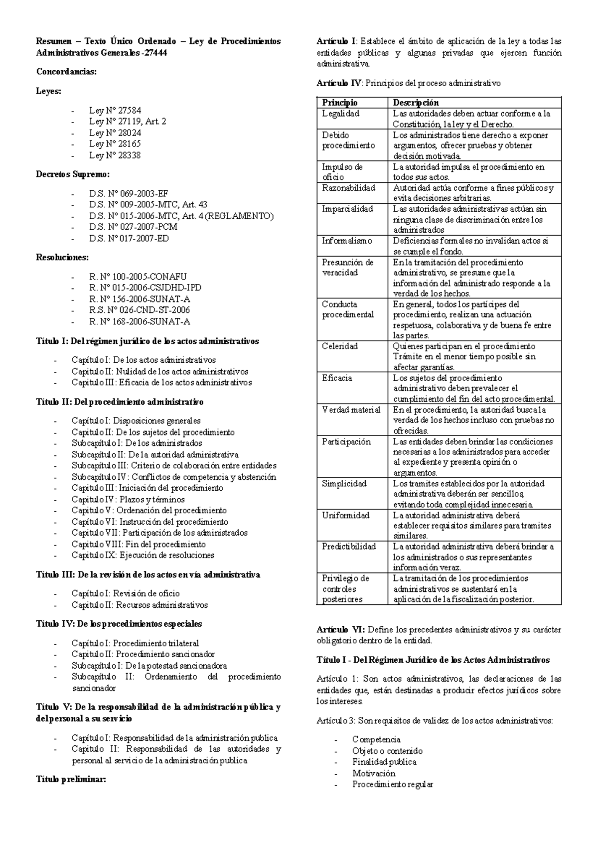 LIC Resumen Ley 27444: Procedimientos Administrativos Generales - Studocu