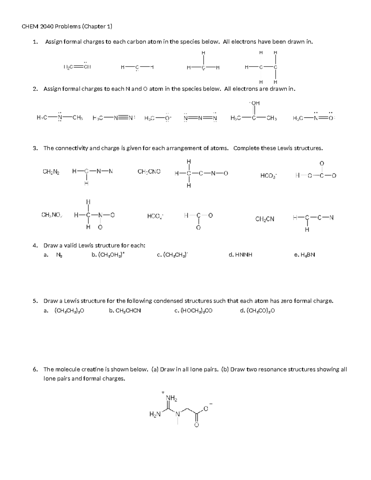 CHEM 2040 Final Exam Review: Lewis Structures & Formal Charges - Studocu