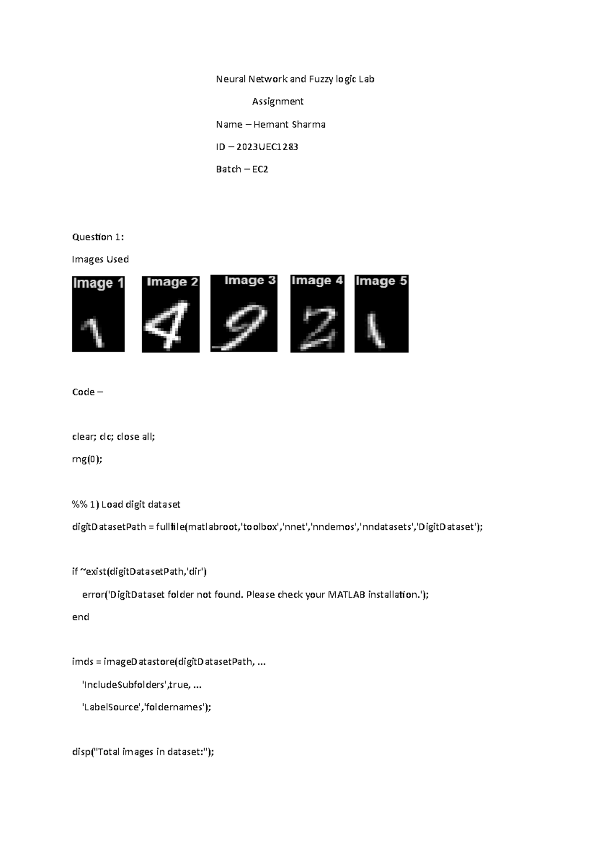 Neural Network & Fuzzy Logic Lab Assignment - EC2 - Studocu