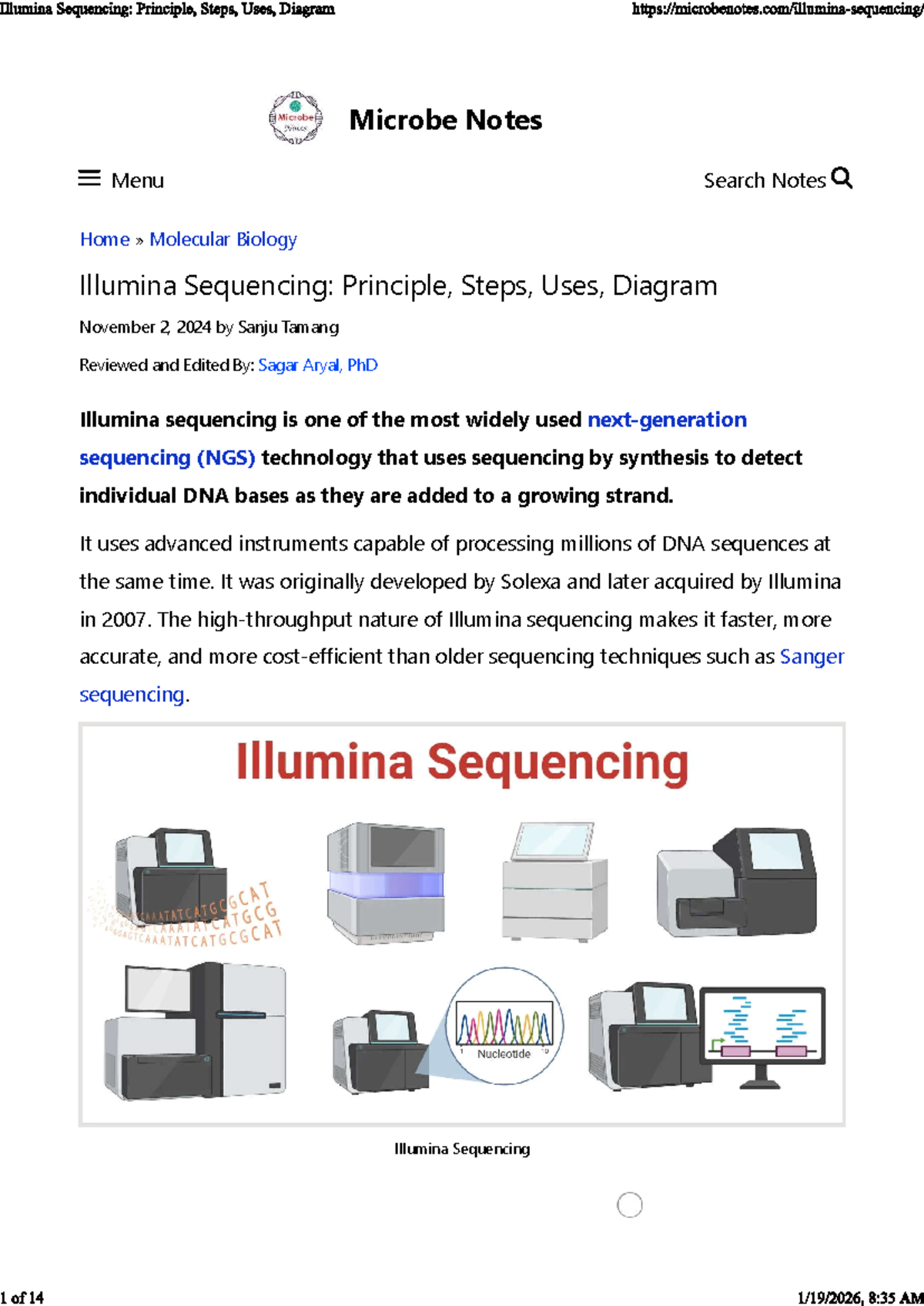 Pre-lab Notes: Illumina Sequencing Principles & Applications - Studocu