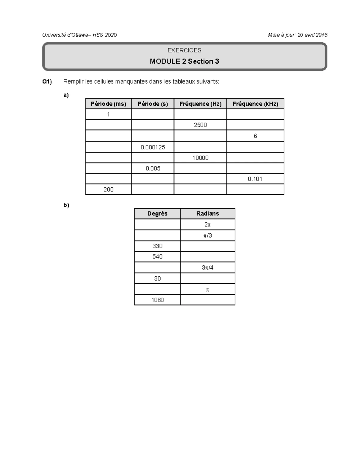Exercices HSS 2525 : Module 1, Section 4 - Systèmes en Série - Studocu