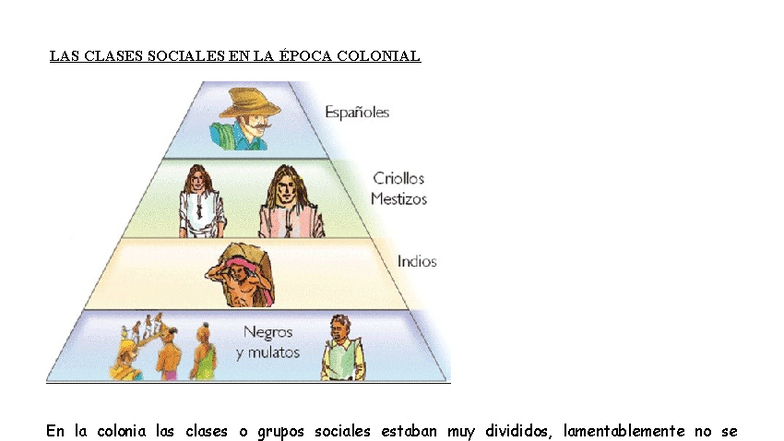 LAS CLASES SOCIALES EN LA ÉPOCA COLONIAL: Análisis y Estructura - Studocu