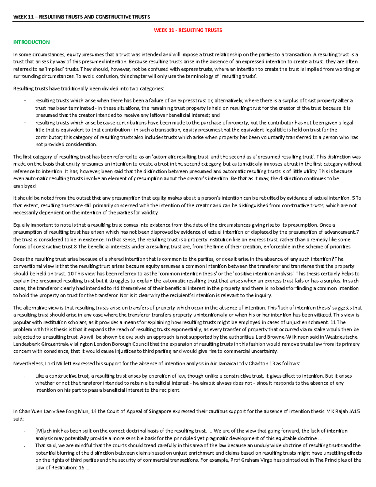 WEEK 11 RESULTING TRUSTS AND CONSTRUCTIVE TRUSTS: A COMPREHENSIVE GUIDE ...