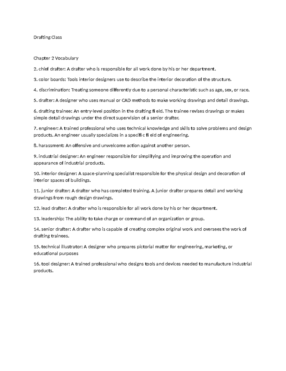 Drafting Vocabulary Chpt 2 - Drafting Class Chapter 2 Vocabulary 2 ...