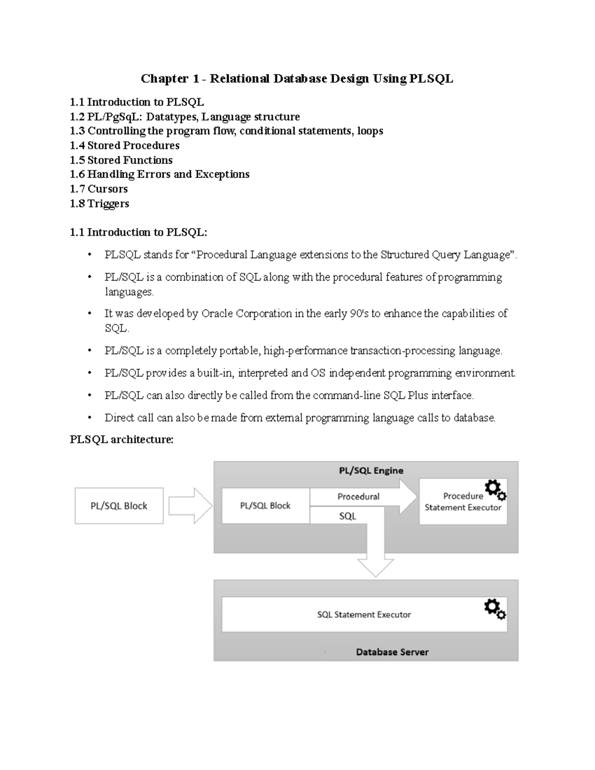 Chapter 1 - RDBMS Fundamentals and PL/SQL Concepts - Studocu