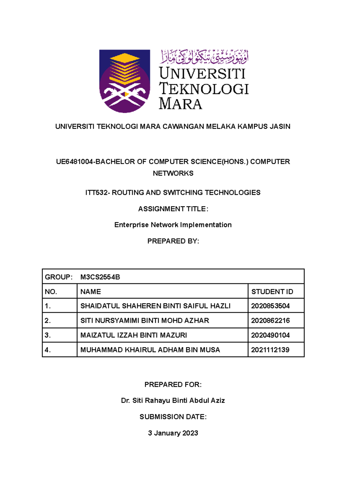 Enterprise Network Implementation Case Study ITT532 2022 - Studocu