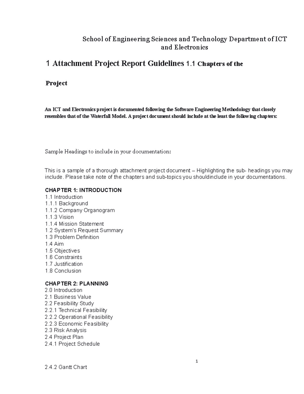 Guidelines for Attachment Project Documentation - School of Engineering ...
