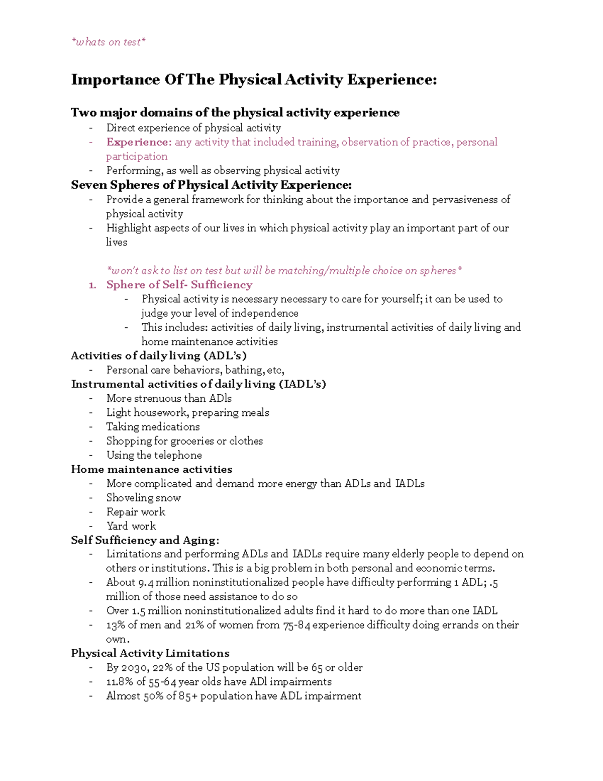 Kinesiology Chapter 2: The Significance of Physical Activity Experience ...