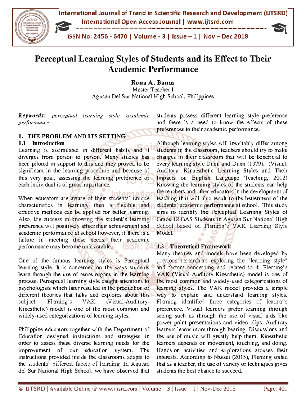 Perceptual Learning Styles of Grade 12 GAS Students and Academic ...