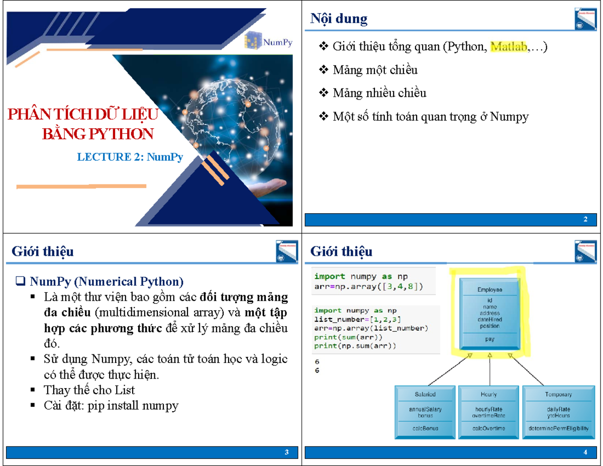 Lecture 2 - Numpy Overview and Key Concepts - SV-2024 - Studocu