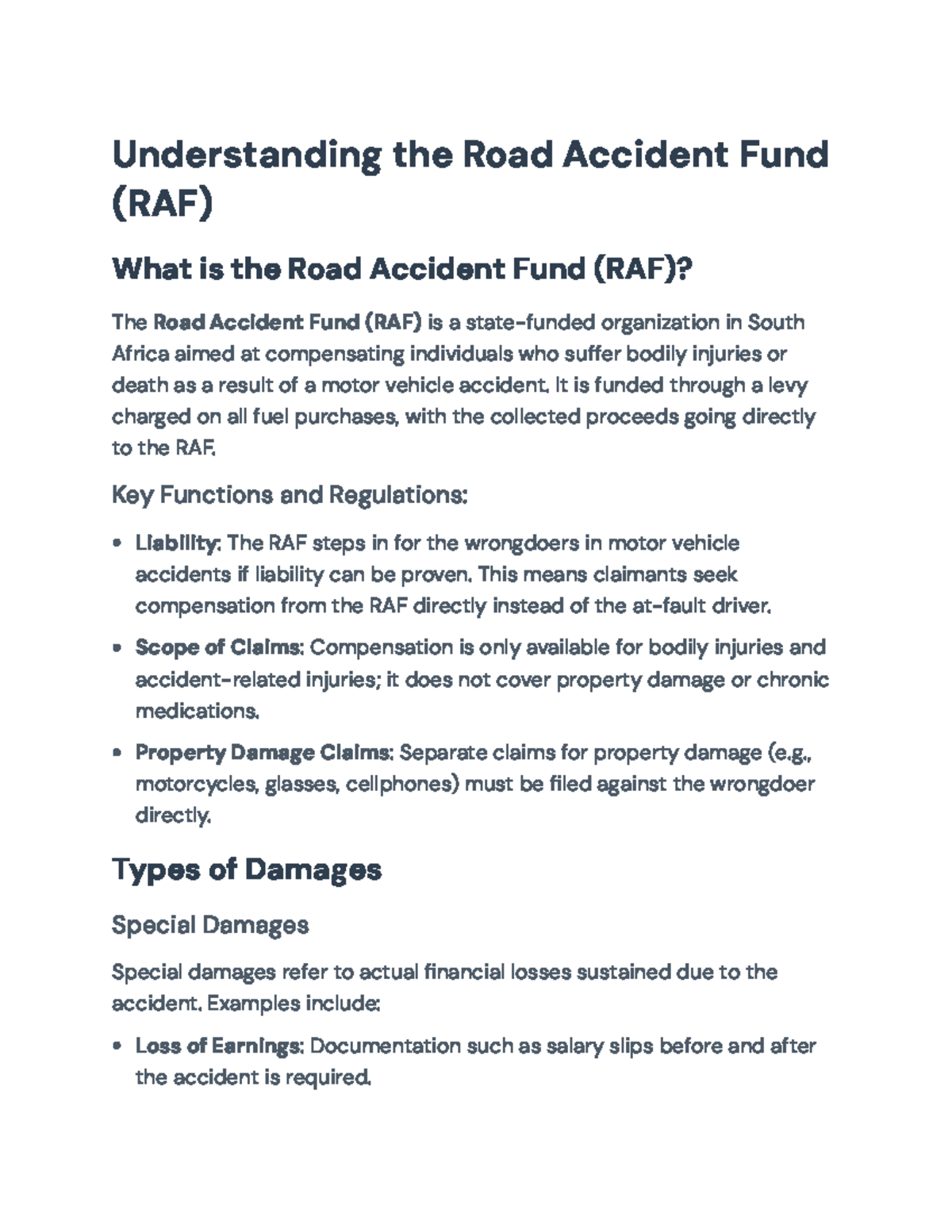 Understanding the Road Accident Fund (RAF): Claims and Damages Guide ...