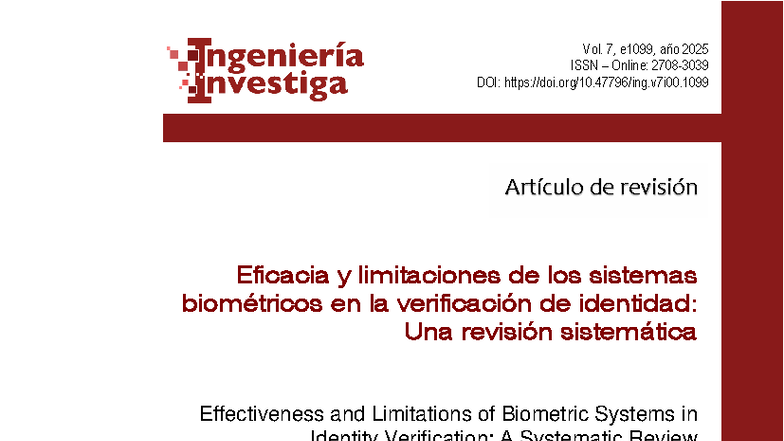 Eficacia y Limitaciones de Sistemas Biométricos en Verificación de ...