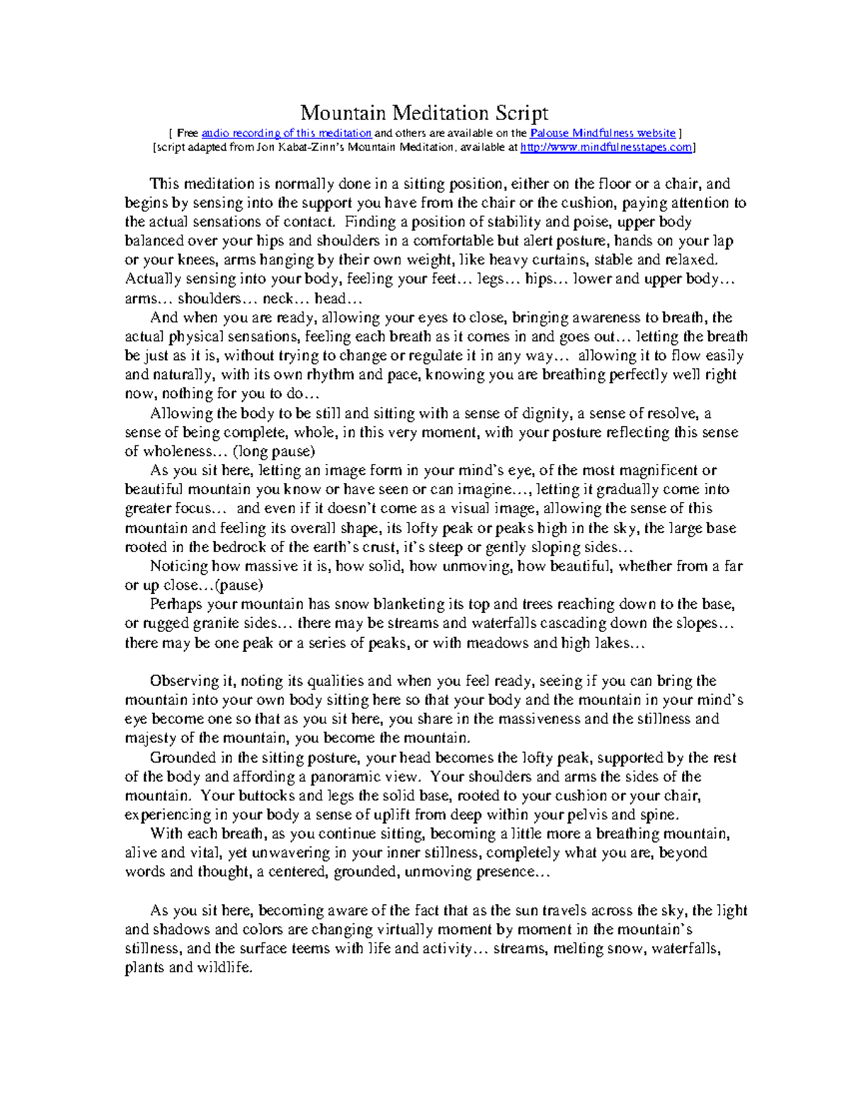 Mountain Meditation Script: Embracing Inner Stillness and Strength ...