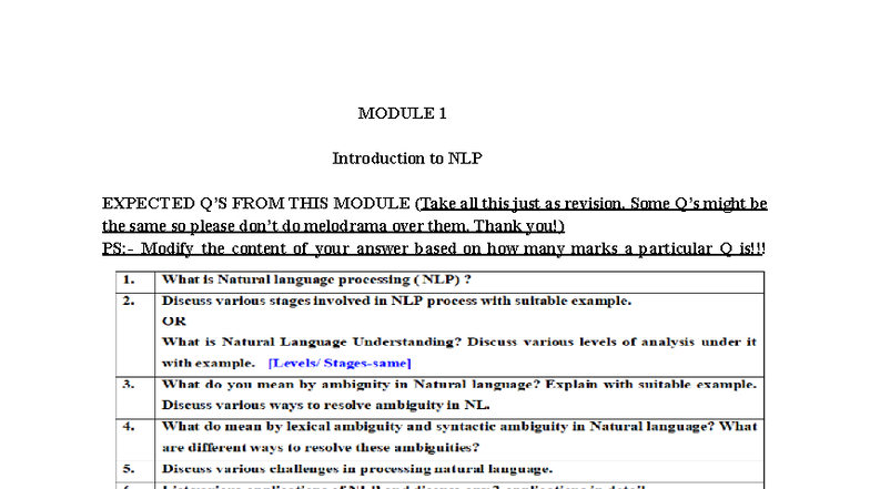 NLP ESE Notes: Module 1 - Introduction to Natural Language Processing ...