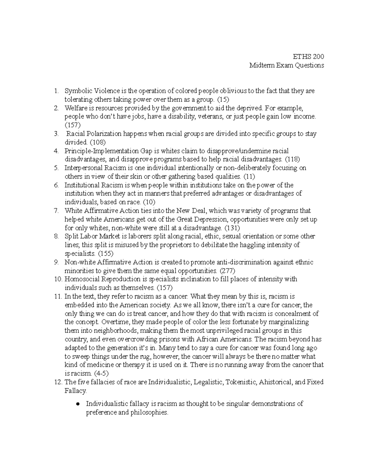 ETHS 200 Ethics Midterm Exam Review: Key Concepts & Terms - Studocu