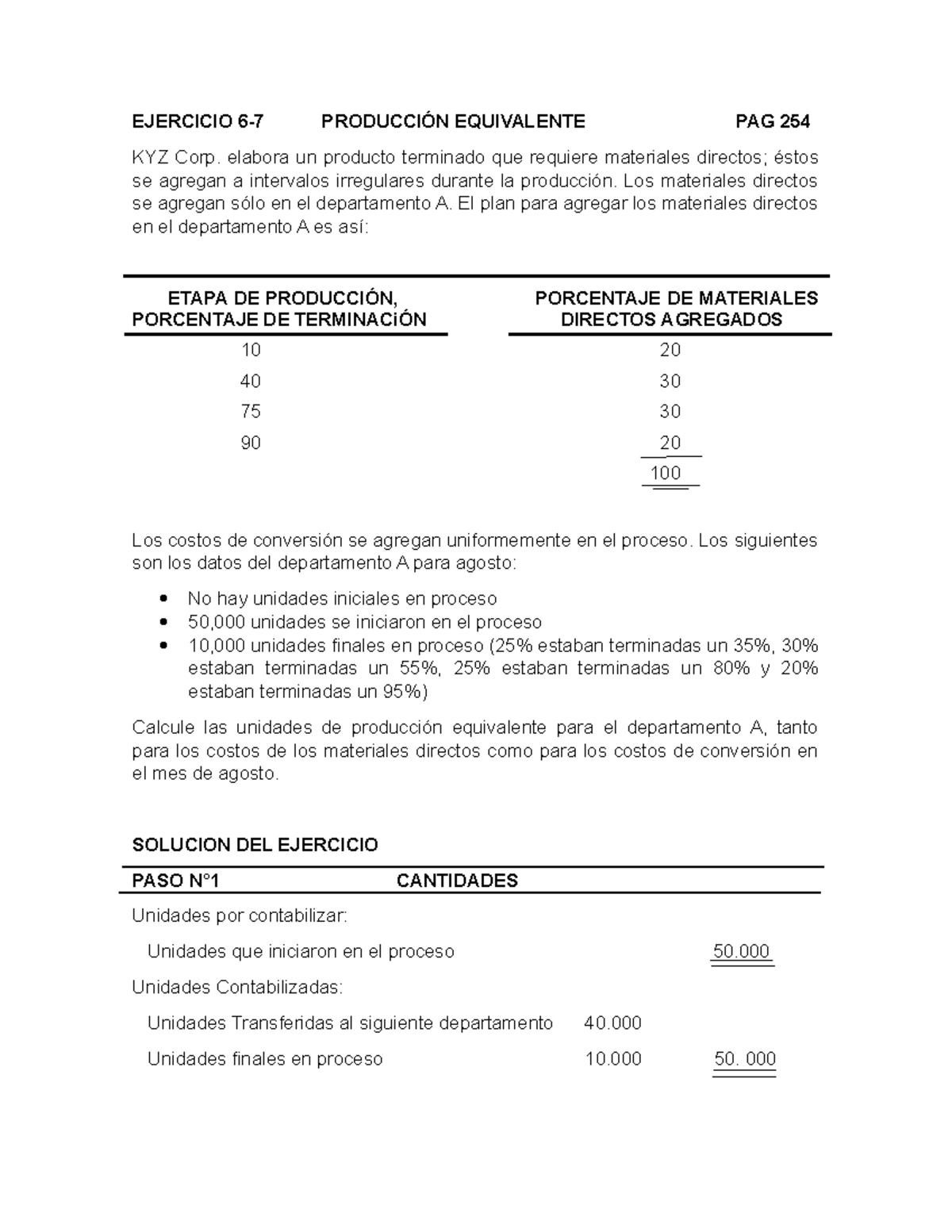 Ejercicio 6 - Cálculo de Producción Equivalente en Departamento A - Studocu