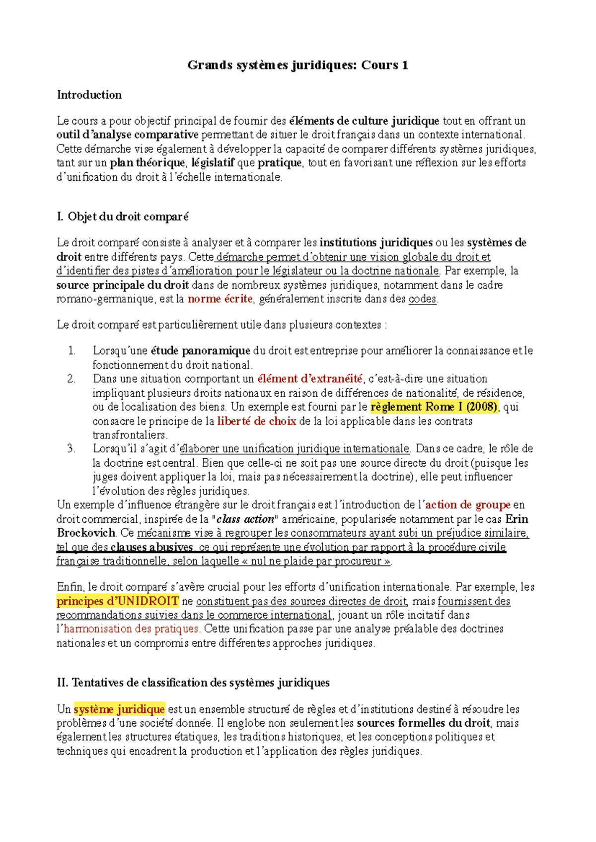 Grands Systèmes Juridiques: Cours 1 - Introduction et Analyse ...