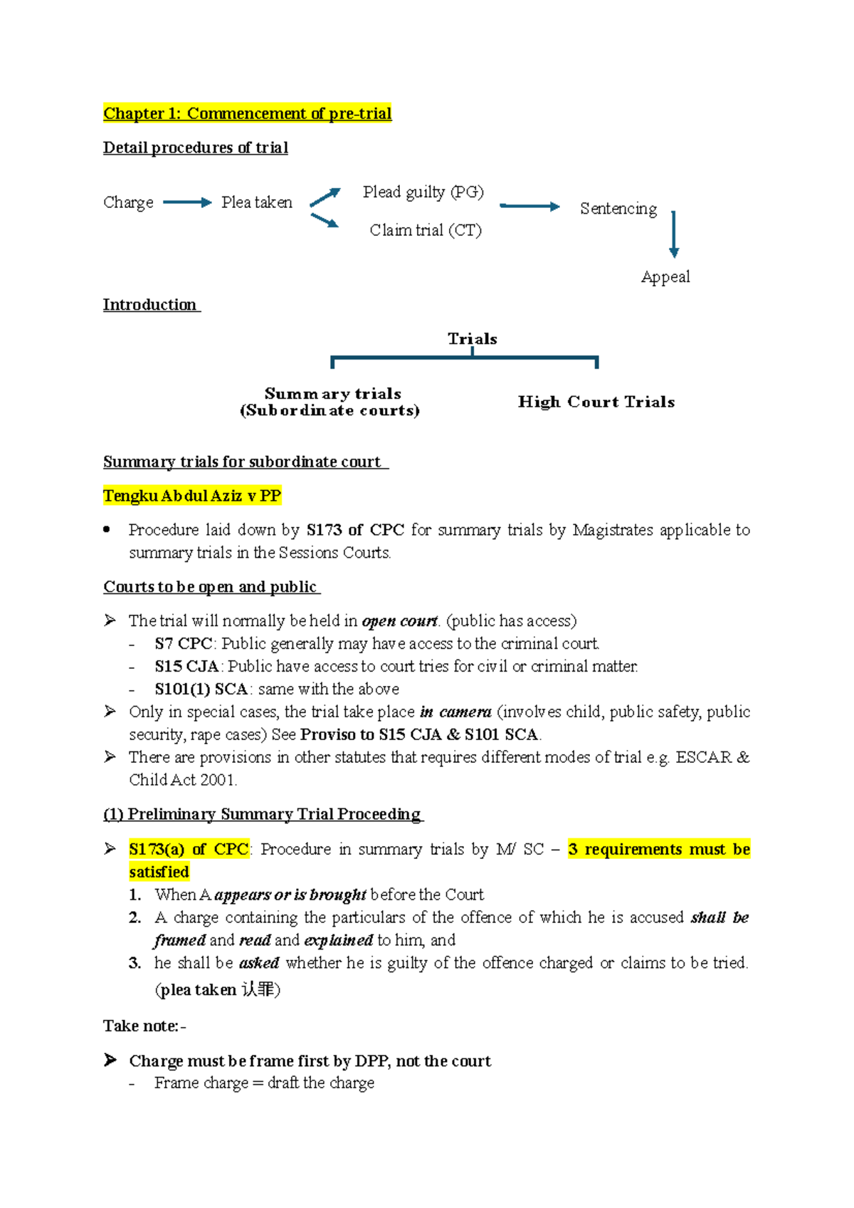 Chapter 1: Commencement of Trial Procedures and Plea Guidelines (CPC ...