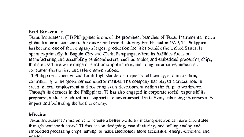 TCW Midterm Assignment: Texas Instruments (TI) Philippines Overview ...