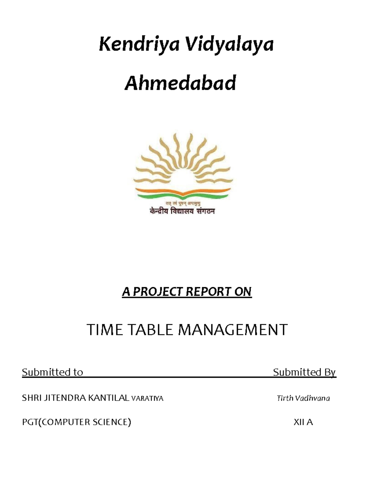 628654101-Project Report on Timetable Management System - Studocu