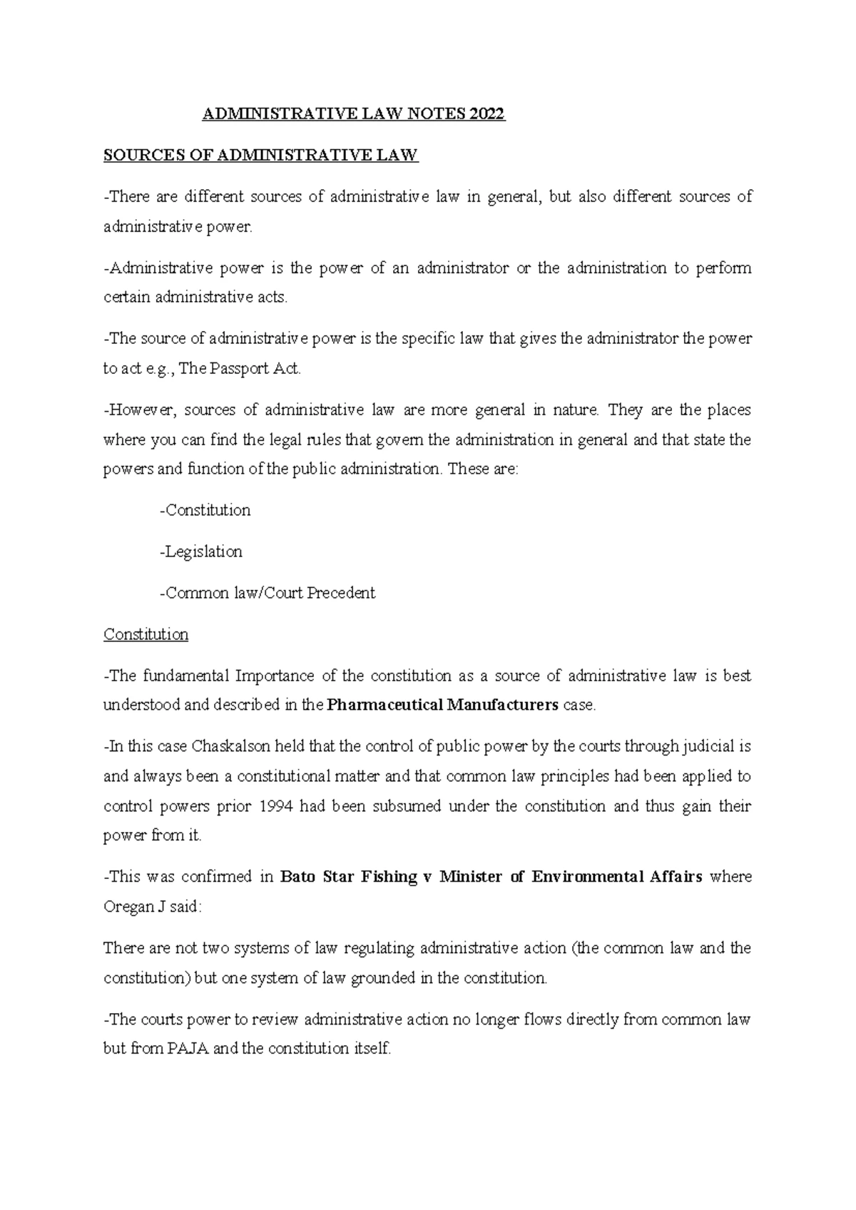LAWS 4063 Administrative Law Study Notes: Key Topics Overview - Studocu
