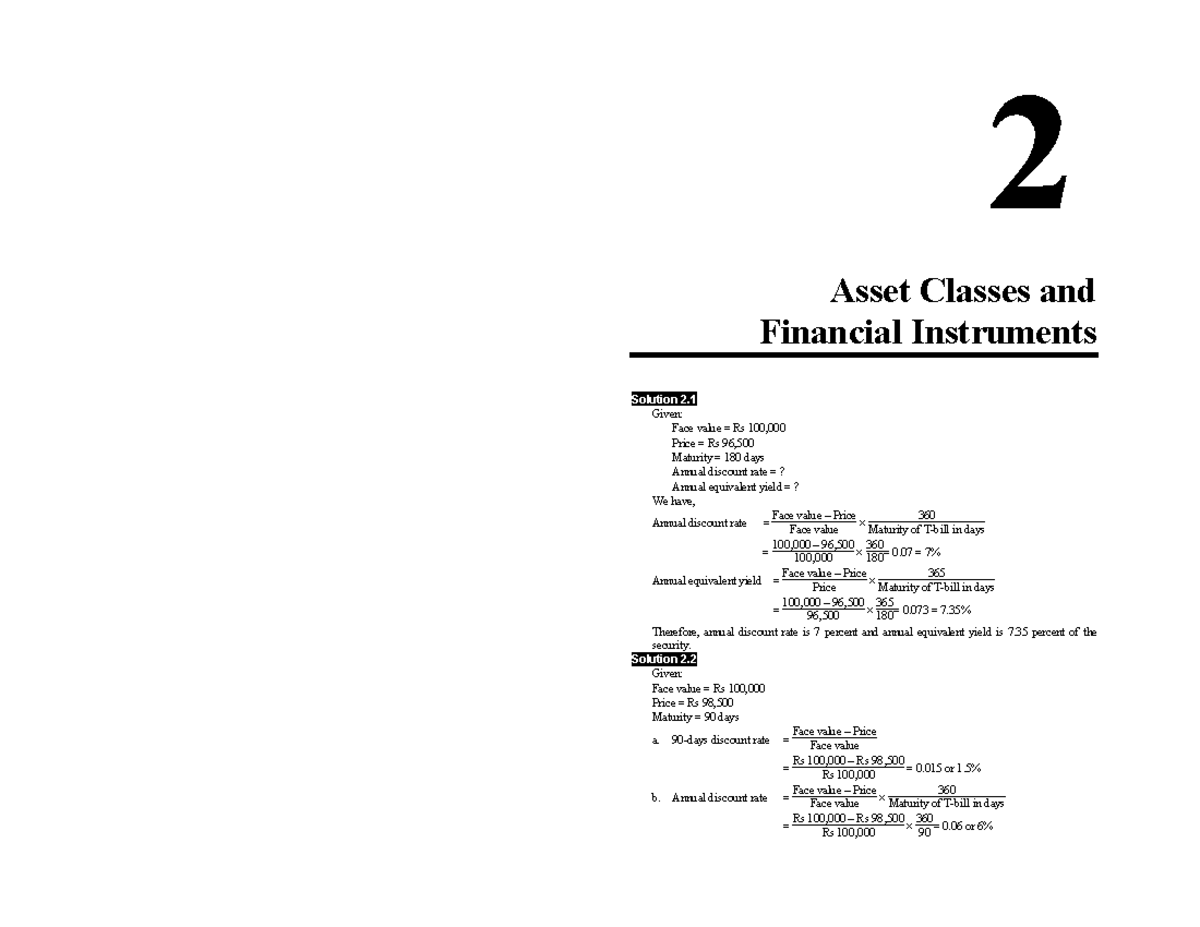 Solution Mannual to Investment - Asset Classes and Financial ...
