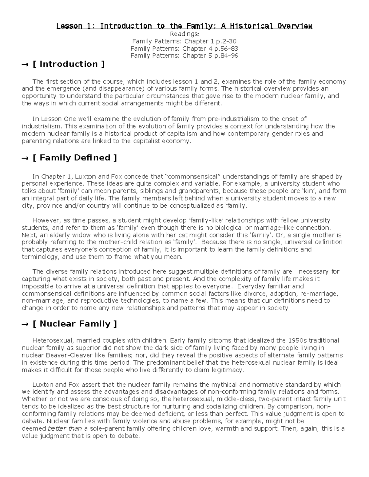 SY201 Midterm Notes: Historical Overview of Family Dynamics - Studocu