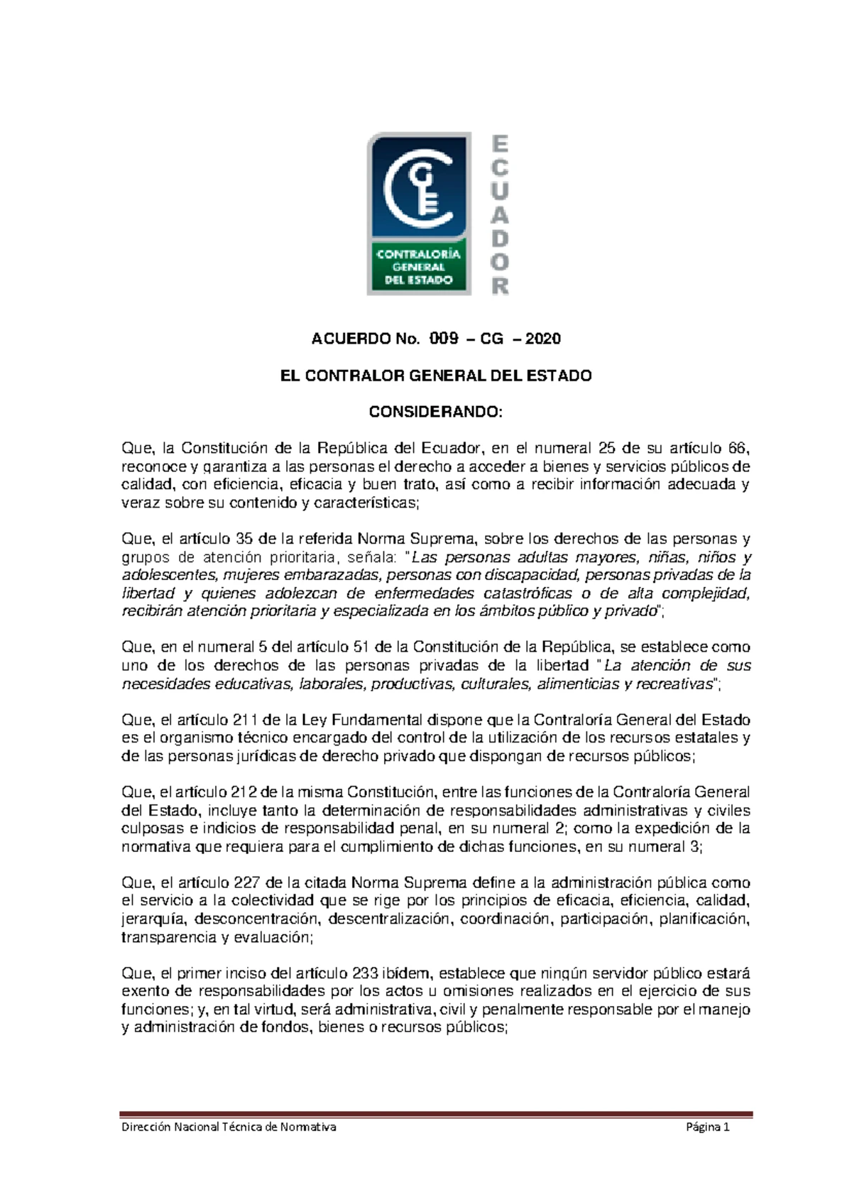 Acuerdo 041-CG-2016 Codificaci c3 b3ny Reformaal Reglamento ...