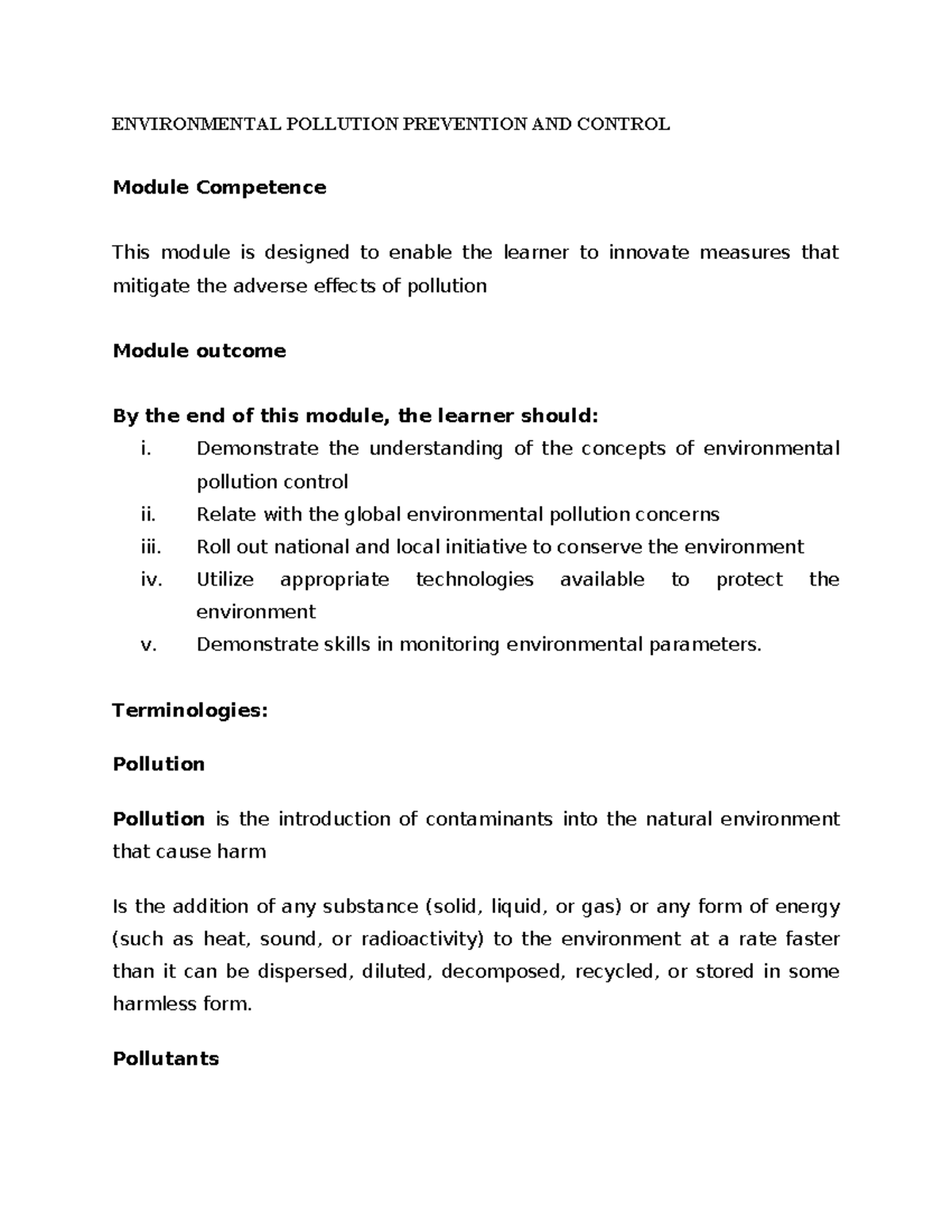 Introduction to Environmental Pollution Prevention and Control (EPC ...