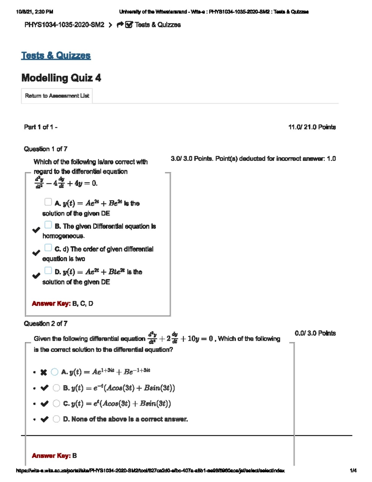 APPM1006A Modelling Test 1 2018 - Solutions - University of the ...