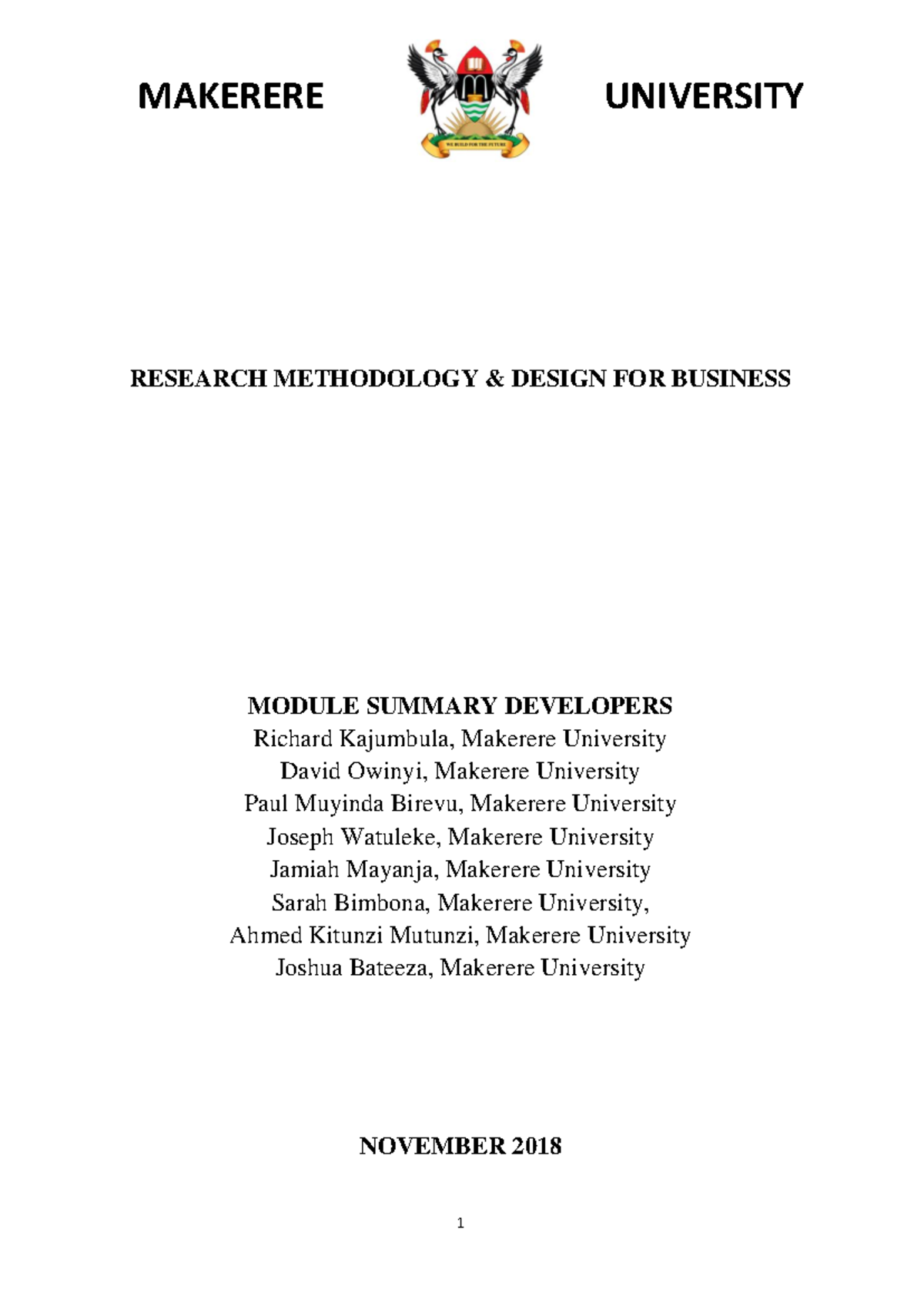 ECF 324: Research Methodology and Design for Business - Module Summary ...
