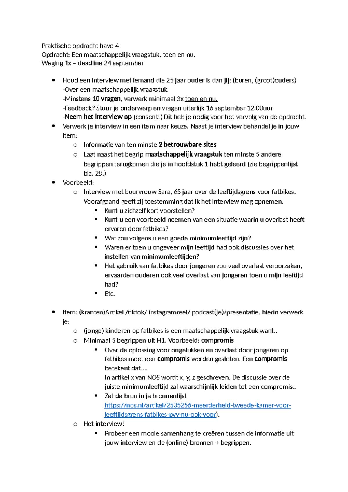 PO1 Havo 4 2024-2025 Maatschappelijk Vraagstuk: Interview en Analyse ...