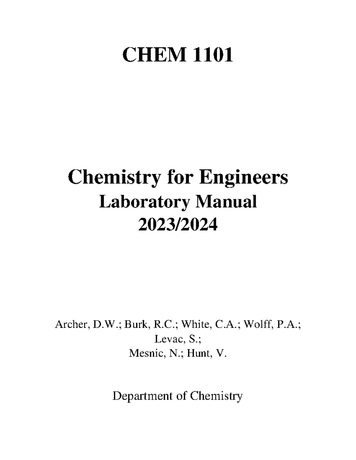 CHEM 1101 Lab Manual: Essential Techniques and Procedures Guide - Studocu