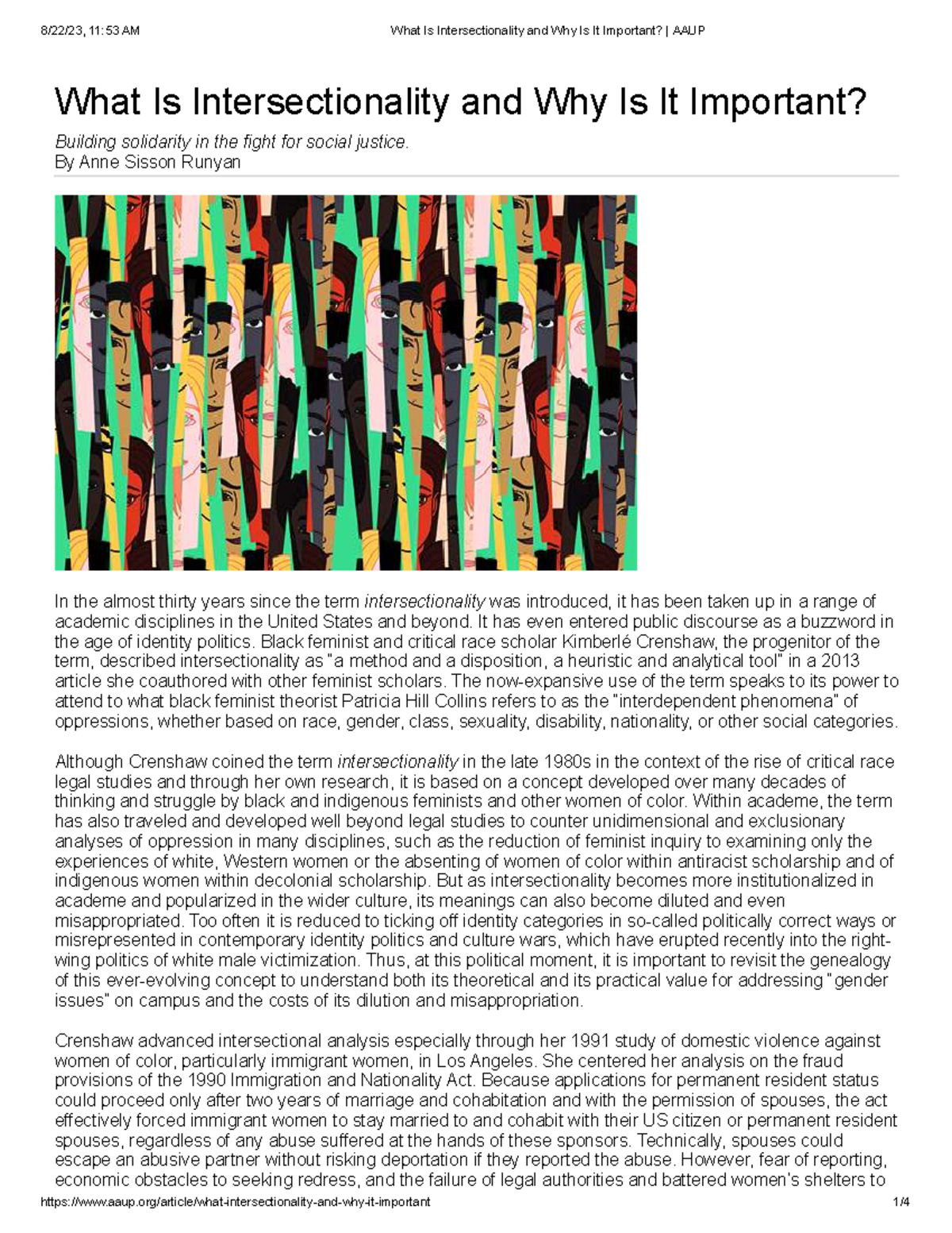 AAUP Final Exam: Understanding Intersectionality and Its Significance ...