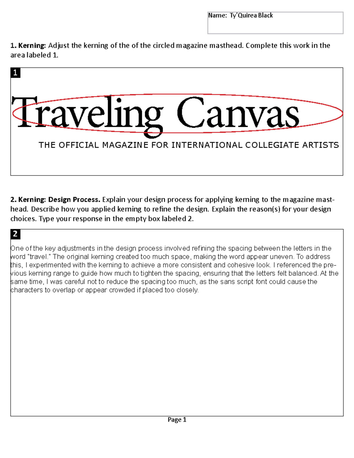 GRA 340 Kerning & Tracking Design Process Activity - Studocu
