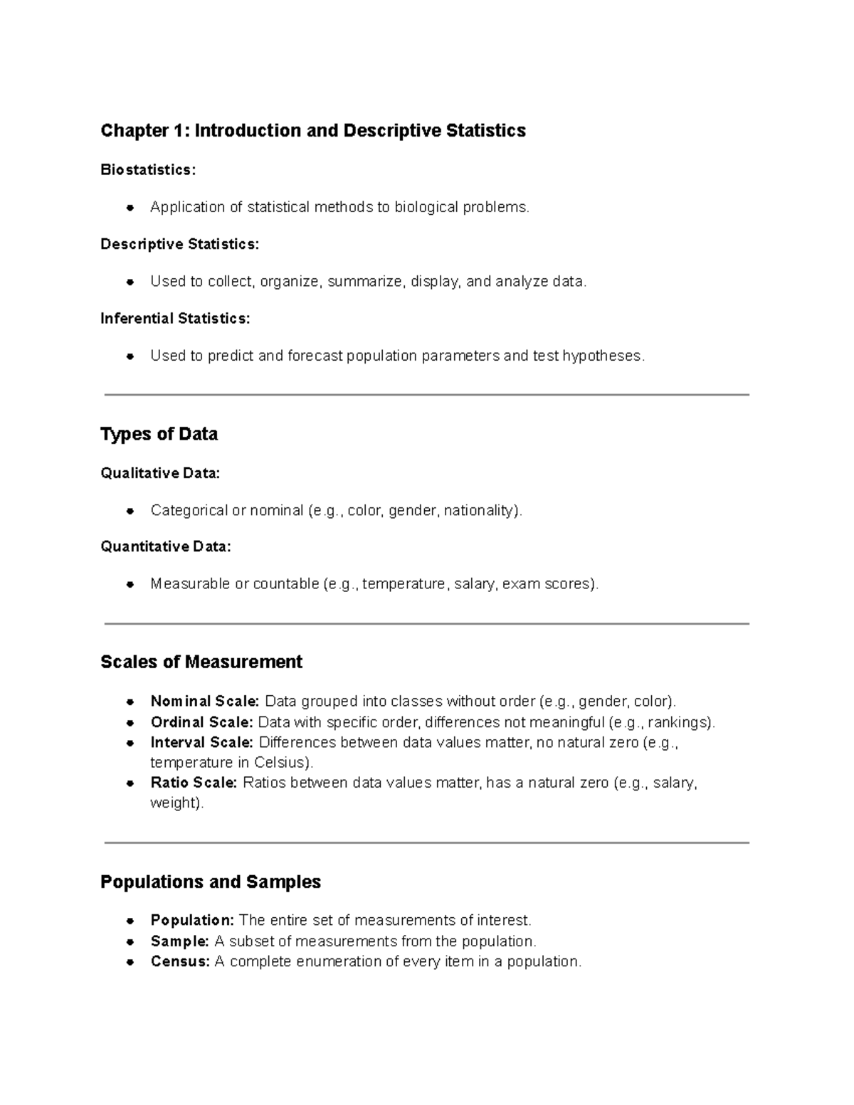 Study Guide - Google Docs - Chapter 1: Introduction and Descriptive ...