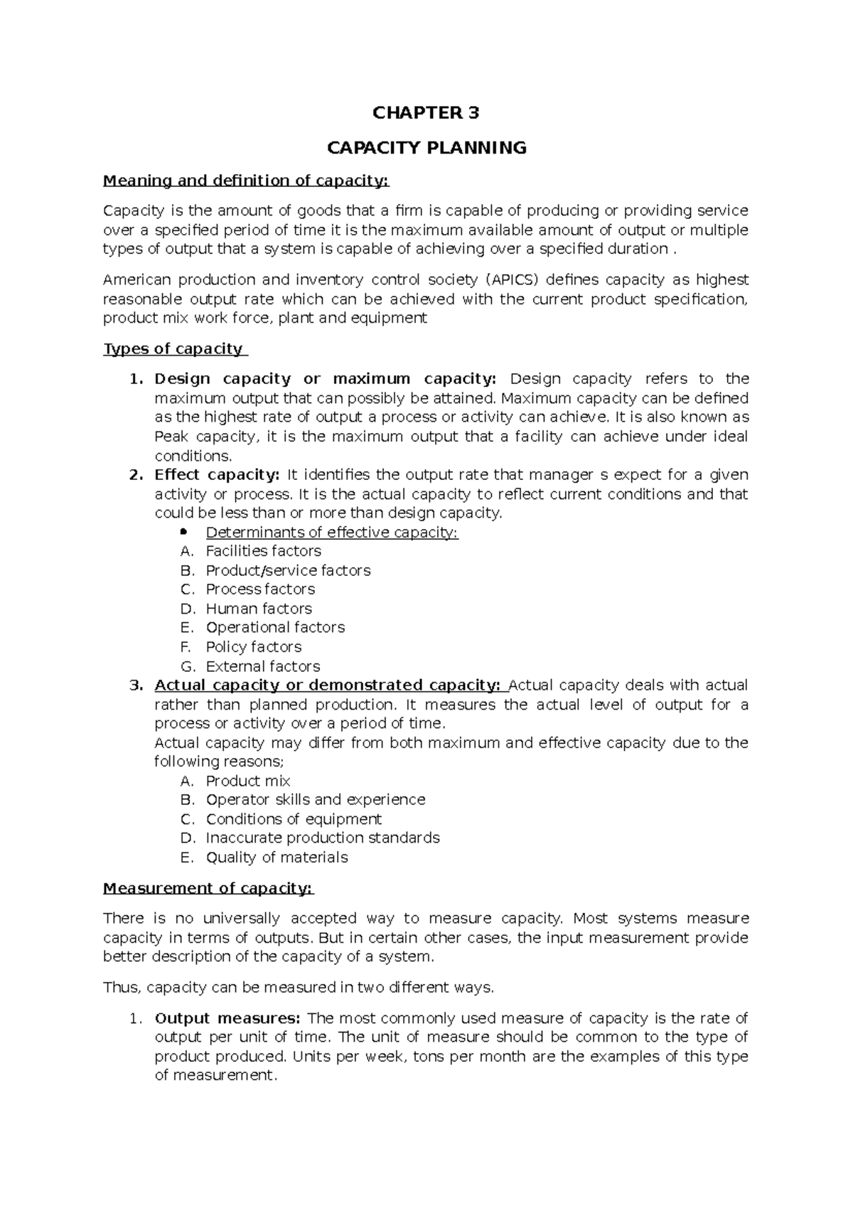 OM 3: Capacity Planning in Operations Management - Chapter 3 Overview ...