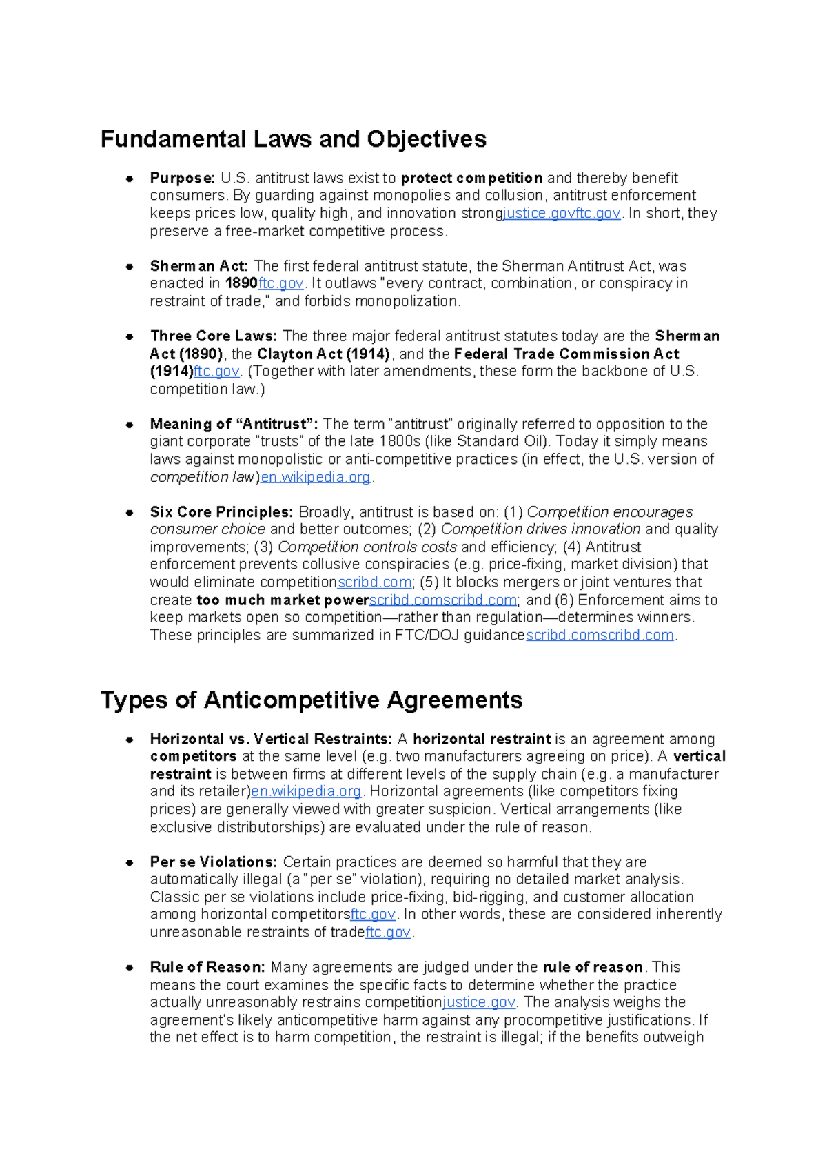 US Competition Law: An In-Depth Analysis of Antitrust Principles and Cases  - Studocu